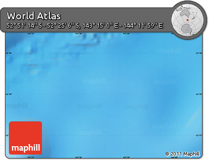 Physical Map of the Area around 52° 38' 10" S, 143° 43' 29" E