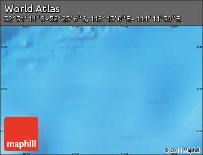 Physical Map of the Area around 52° 38' 10" S, 143° 43' 29" E