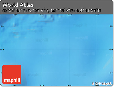 Physical Map of the Area around 52° 38' 10" S, 143° 43' 29" E