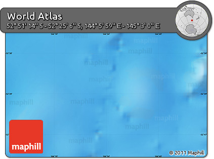 Physical Map of the Area around 52° 38' 10" S, 144° 34' 29" E