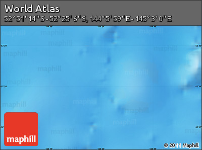 Physical Map of the Area around 52° 38' 10" S, 144° 34' 29" E