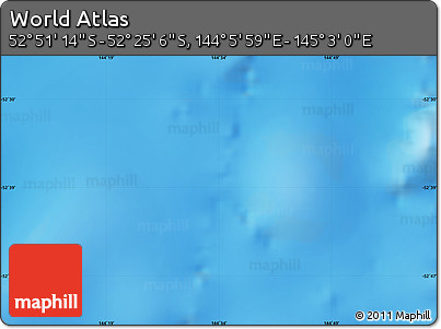 Physical Map of the Area around 52° 38' 10" S, 144° 34' 29" E