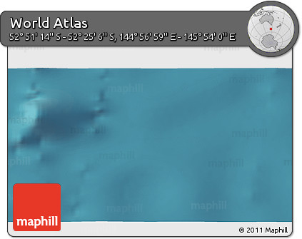 Satellite 3D Map of the Area around 52° 38' 10" S, 145° 25' 30" E