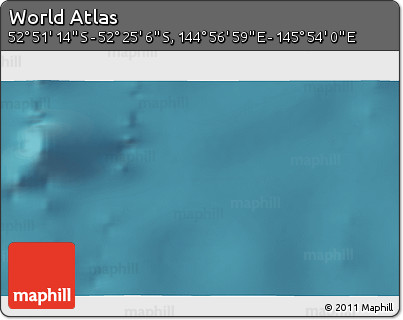 Satellite 3D Map of the Area around 52° 38' 10" S, 145° 25' 30" E