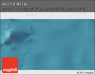 Satellite 3D Map of the Area around 52° 38' 10" S, 145° 25' 30" E