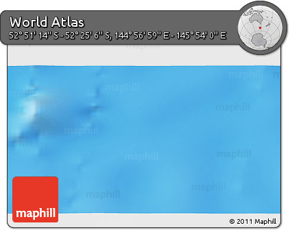 Shaded Relief 3D Map of the Area around 52° 38' 10" S, 145° 25' 30" E