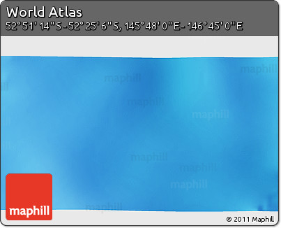 Shaded Relief 3D Map of the Area around 52° 38' 10" S, 146° 16' 30" E