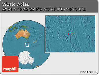 Satellite Location Map of the Area around 52° 38' 10" S, 146° 16' 30" E