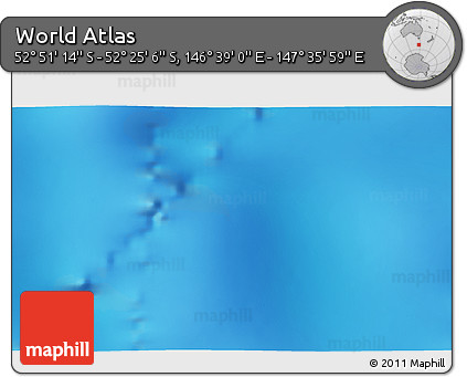 Physical 3D Map of the Area around 52° 38' 10" S, 147° 7' 30" E