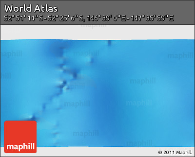 Physical 3D Map of the Area around 52° 38' 10" S, 147° 7' 30" E