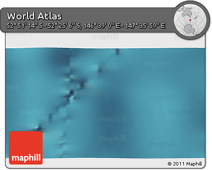 Satellite 3D Map of the Area around 52° 38' 10" S, 147° 7' 30" E