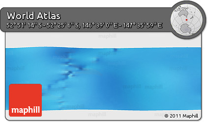 Physical Panoramic Map of the Area around 52° 38' 10" S, 147° 7' 30" E