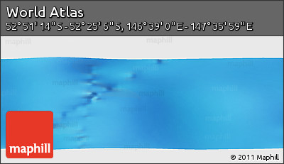 Physical Panoramic Map of the Area around 52° 38' 10" S, 147° 7' 30" E