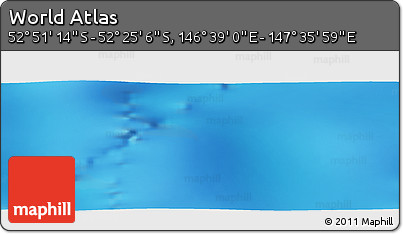 Physical Panoramic Map of the Area around 52° 38' 10" S, 147° 7' 30" E