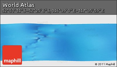 Shaded Relief Panoramic Map of the Area around 52° 38' 10" S, 147° 7' 30" E