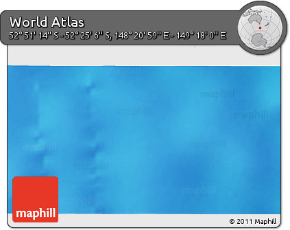Shaded Relief 3D Map of the Area around 52° 38' 10" S, 148° 49' 29" E