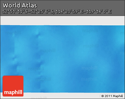 Shaded Relief 3D Map of the Area around 52° 38' 10" S, 148° 49' 29" E