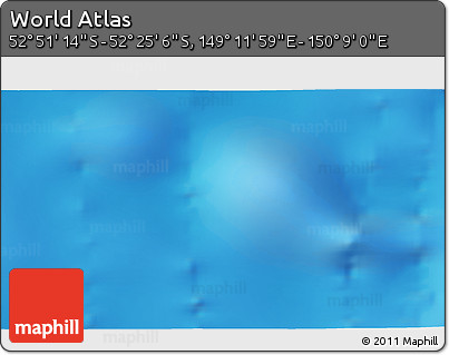 Shaded Relief 3D Map of the Area around 52° 38' 10" S, 149° 40' 30" E