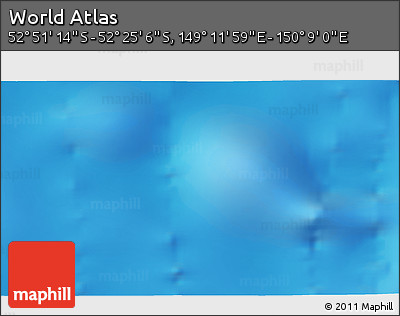 Shaded Relief 3D Map of the Area around 52° 38' 10" S, 149° 40' 30" E