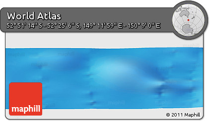 Physical Panoramic Map of the Area around 52° 38' 10" S, 149° 40' 30" E