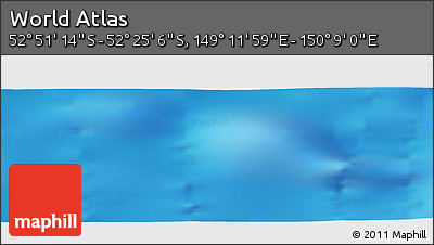 Physical Panoramic Map of the Area around 52° 38' 10" S, 149° 40' 30" E