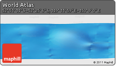 Physical Panoramic Map of the Area around 52° 38' 10" S, 149° 40' 30" E