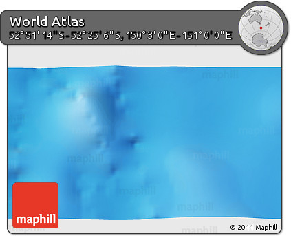 Physical 3D Map of the Area around 52° 38' 10" S, 150° 31' 30" E