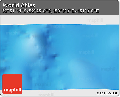 Physical 3D Map of the Area around 52° 38' 10" S, 150° 31' 30" E