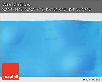 Physical 3D Map of the Area around 52° 38' 10" S, 151° 22' 30" E