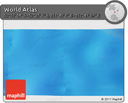 Shaded Relief 3D Map of the Area around 52° 38' 10" S, 152° 13' 29" E