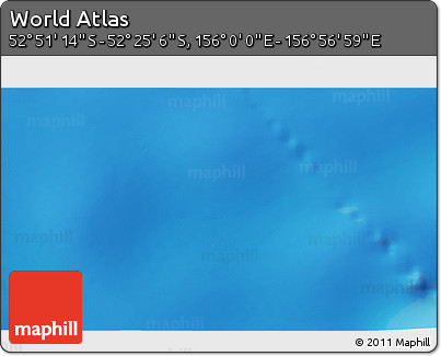 Shaded Relief 3D Map of the Area around 52° 38' 10" S, 156° 28' 29" E