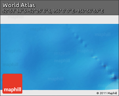 Shaded Relief 3D Map of the Area around 52° 38' 10" S, 156° 28' 29" E