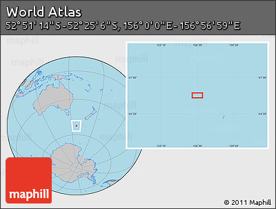 Gray Location Map of the Area around 52° 38' 10" S, 156° 28' 29" E