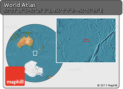 Satellite Location Map of the Area around 52° 38' 10" S, 156° 28' 29" E