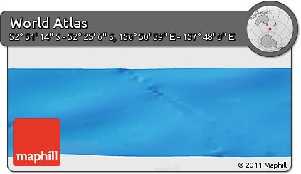 Shaded Relief Panoramic Map of the Area around 52° 38' 10" S, 157° 19' 29" E