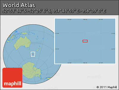 Savanna Style Location Map of the Area around 52° 38' 10" S, 158° 10' 30" E