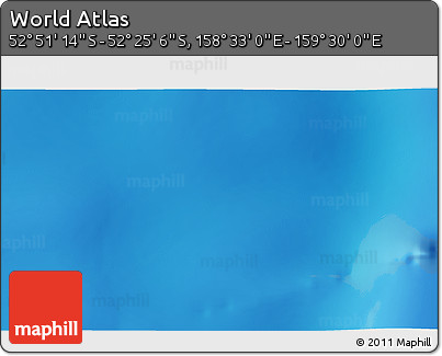 Shaded Relief 3D Map of the Area around 52° 38' 10" S, 159° 1' 30" E