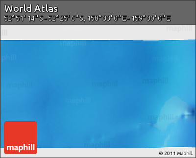 Shaded Relief 3D Map of the Area around 52° 38' 10" S, 159° 1' 30" E