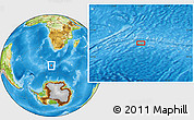 Physical Location Map of the area around 52° 38' 10" S, 15° 22' 30" E