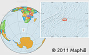 Political Location Map of the area around 52° 38' 10" S, 15° 22' 30" E