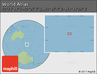 Savanna Style Location Map of the Area around 52° 38' 10" S, 160° 43' 29" E
