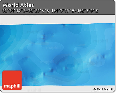 Political 3D Map of the Area around 52° 38' 10" S, 161° 34' 29" E