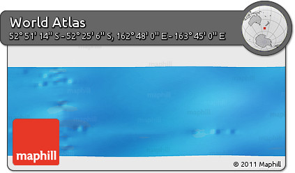 Shaded Relief Panoramic Map of the Area around 52° 38' 10" S, 163° 16' 30" E