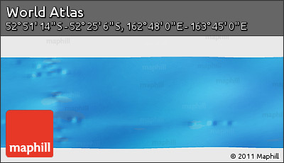 Shaded Relief Panoramic Map of the Area around 52° 38' 10" S, 163° 16' 30" E