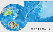 Physical Location Map of the area around 52° 38' 10" S, 164° 7' 30" E