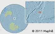 Savanna Style Location Map of the area around 52° 38' 10" S, 164° 7' 30" E, hill shading
