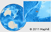Shaded Relief Location Map of the area around 52° 38' 10" S, 164° 7' 30" E