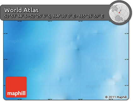 Physical Map of the Area around 52° 38' 10" S, 164° 58' 29" E