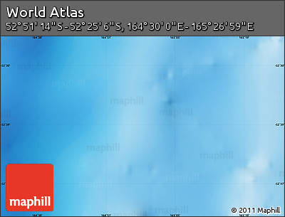 Physical Map of the Area around 52° 38' 10" S, 164° 58' 29" E