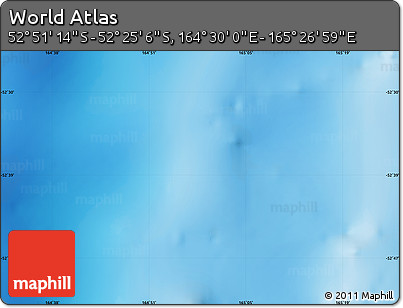 Physical Map of the Area around 52° 38' 10" S, 164° 58' 29" E